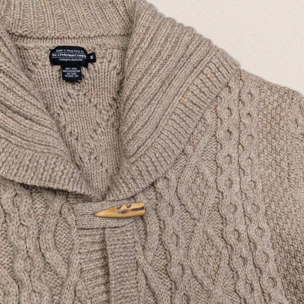 Vintage Grandpa Wool Chunky Cardigan Sweater J‎ Peterman fisherman Size Medium